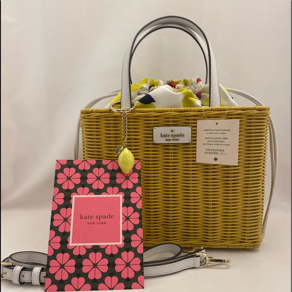 Kate Spade Sam Wicker lemon zest medium satchel
